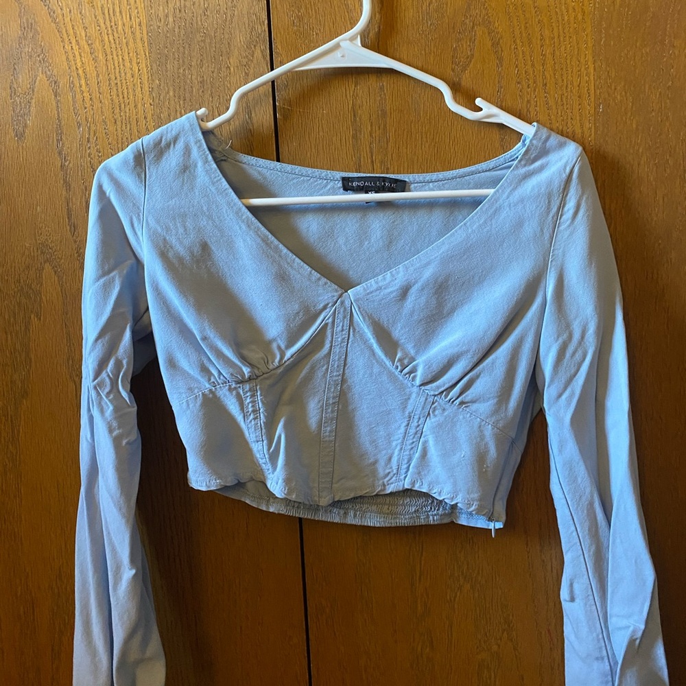 Kendall & Kylie Long Sleeve Corset Woven Top